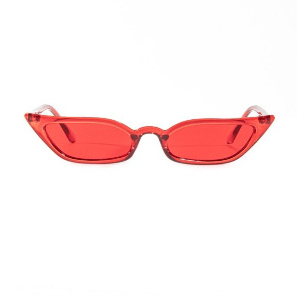 Red Retro Cateye Cat Eye Sunglasses UV Protection Club y2k 90s Skinny